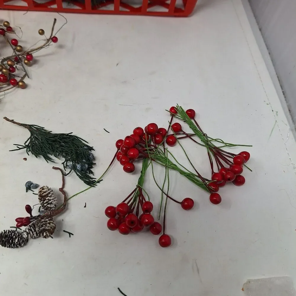Christmas Garland Topiary Floral Bundle Berry Poinsettia Pinecone With Baskets